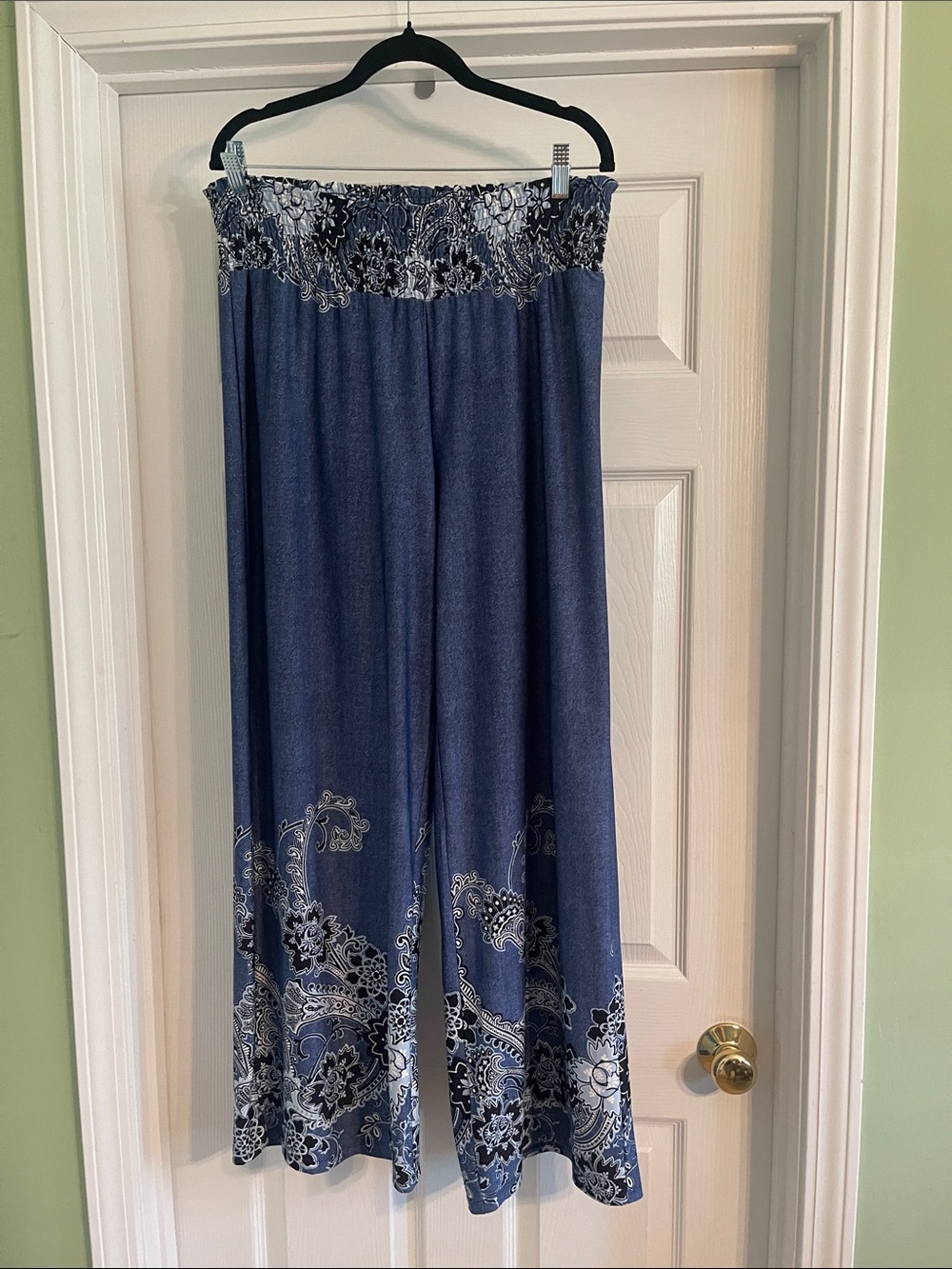 Boho Paisley Palazzo High Rise Wide Leg Pants-Sz XL